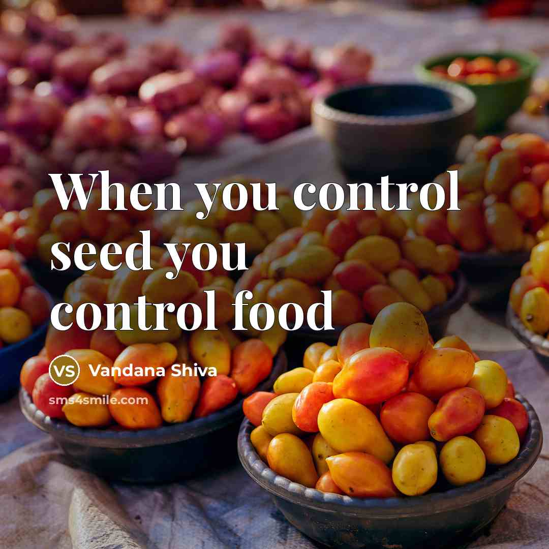 “When you control seed you control food” quote by Vandana Shiva