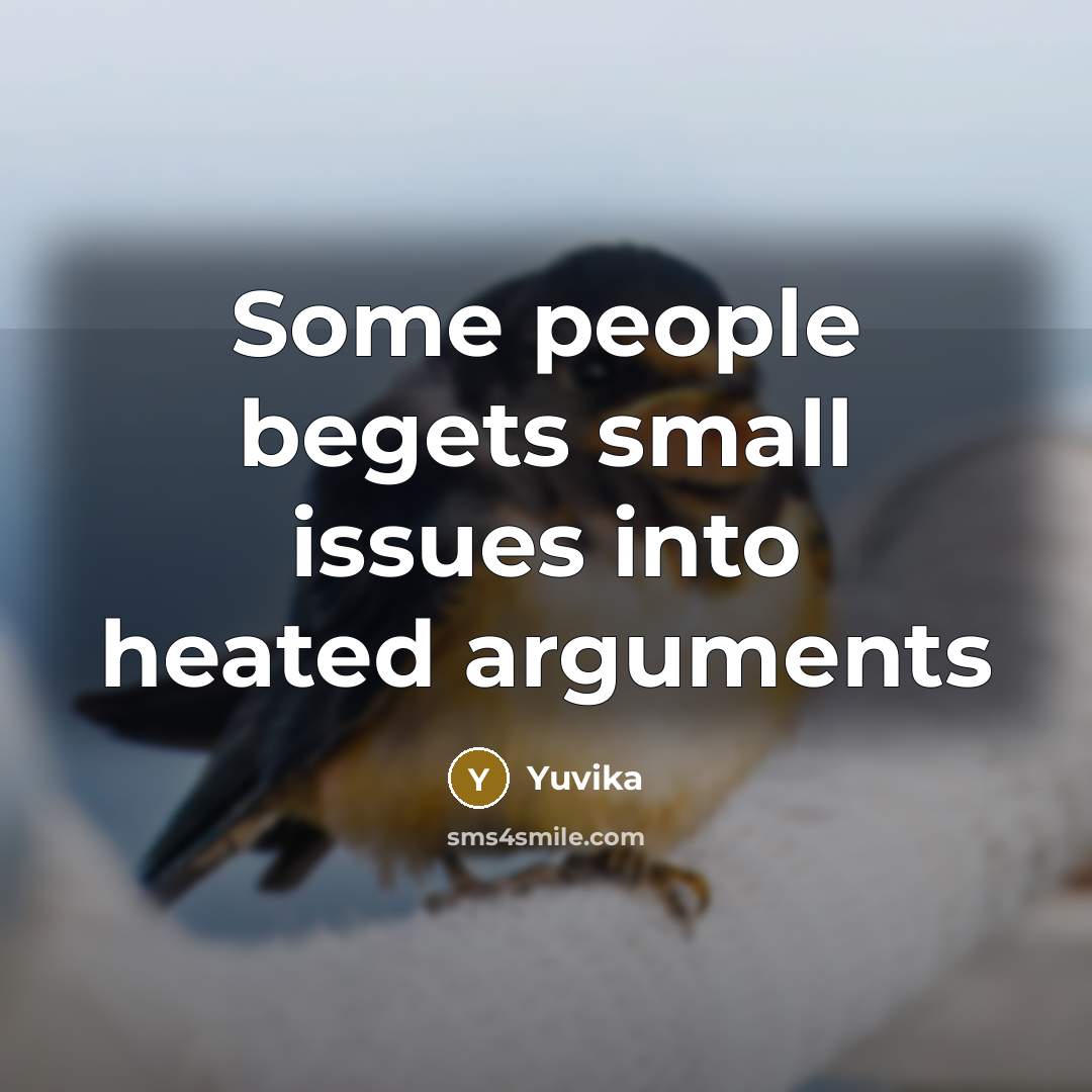 “Some people begets small issues into heated arguments…” quote by Yuvika