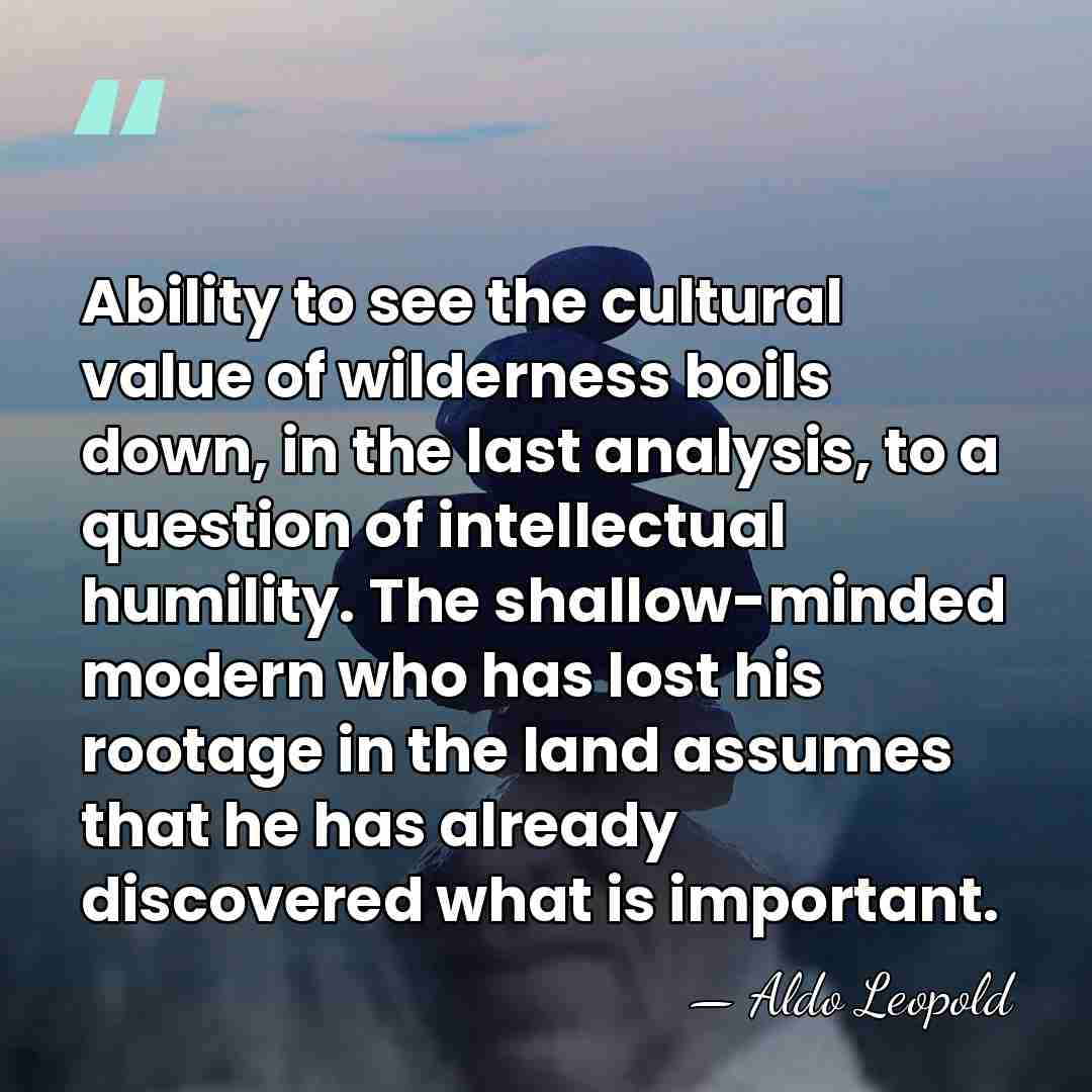 Ability to see the cultural value of wilderness boils down, in the&hellip; - Aldo Leopold