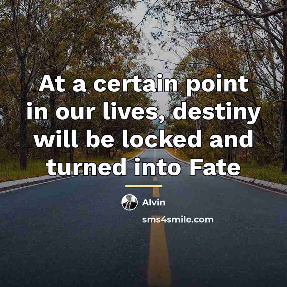“At a certain point in our lives, destiny will be…” quote by Alvin