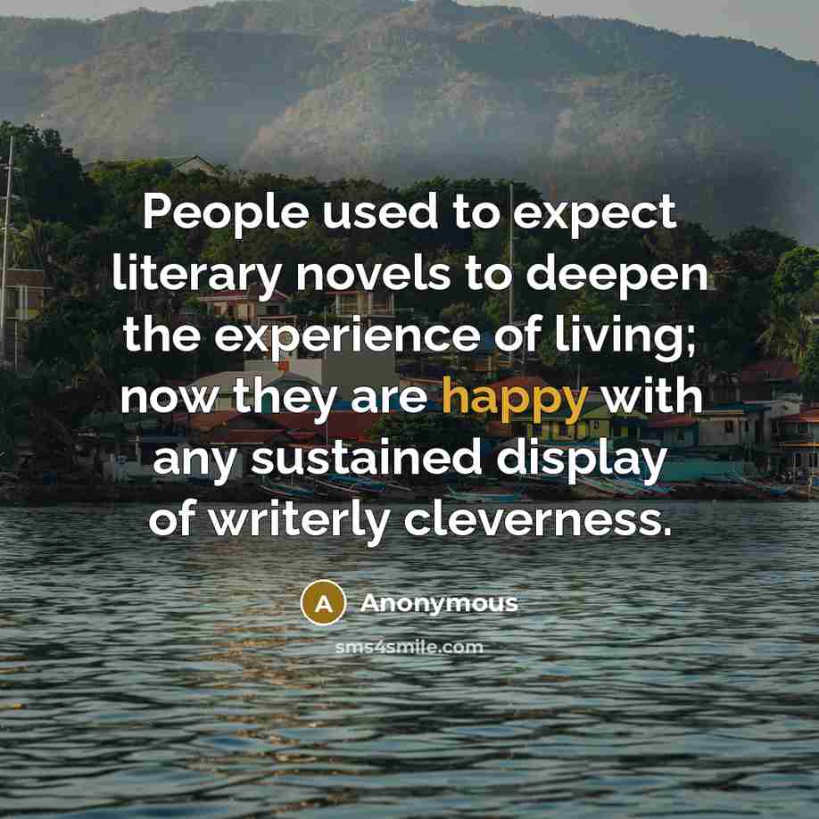 “People used to expect literary novels to deepen the experience…” quote by Anonymous