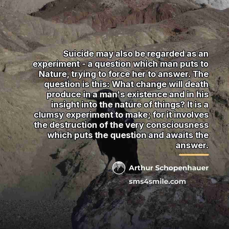 “Suicide may also be regarded as an experiment - a…” quote by Arthur Schopenhauer