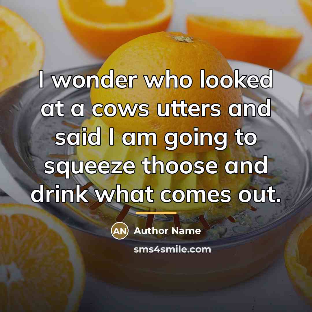 “I wonder who looked at a cows utters and said…” quote by Author Name