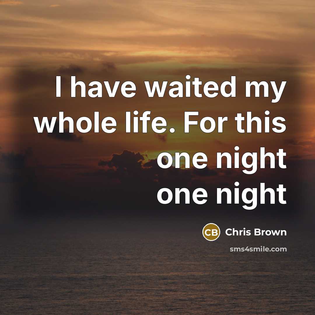 “I have waited my whole life. For this one night…” quote by Chris Brown