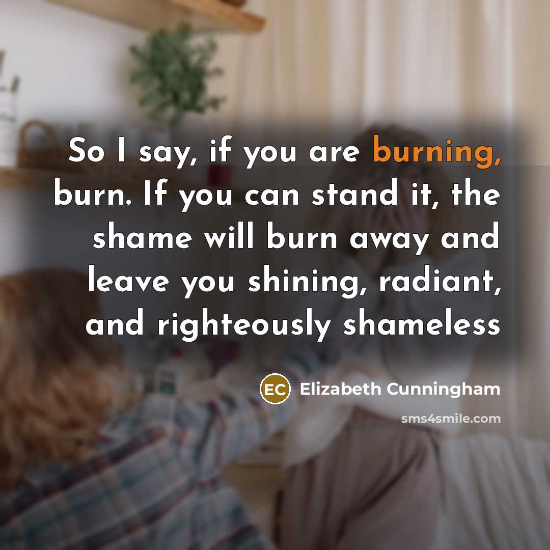 “So I say, if you are burning, burn. If you…” quote by Elizabeth Cunningham