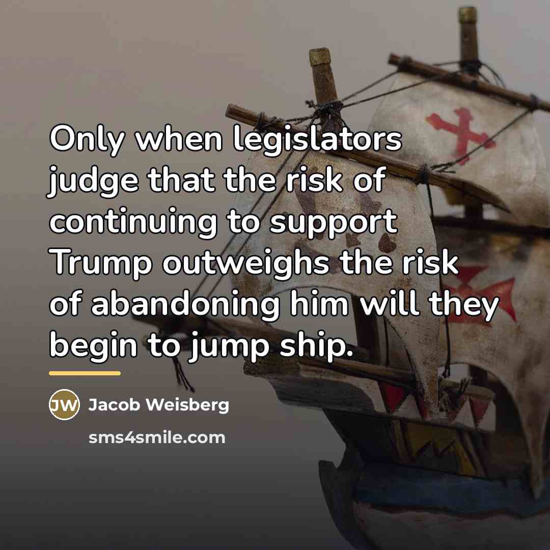 “Only when legislators judge that the risk of continuing to…” quote by Jacob Weisberg