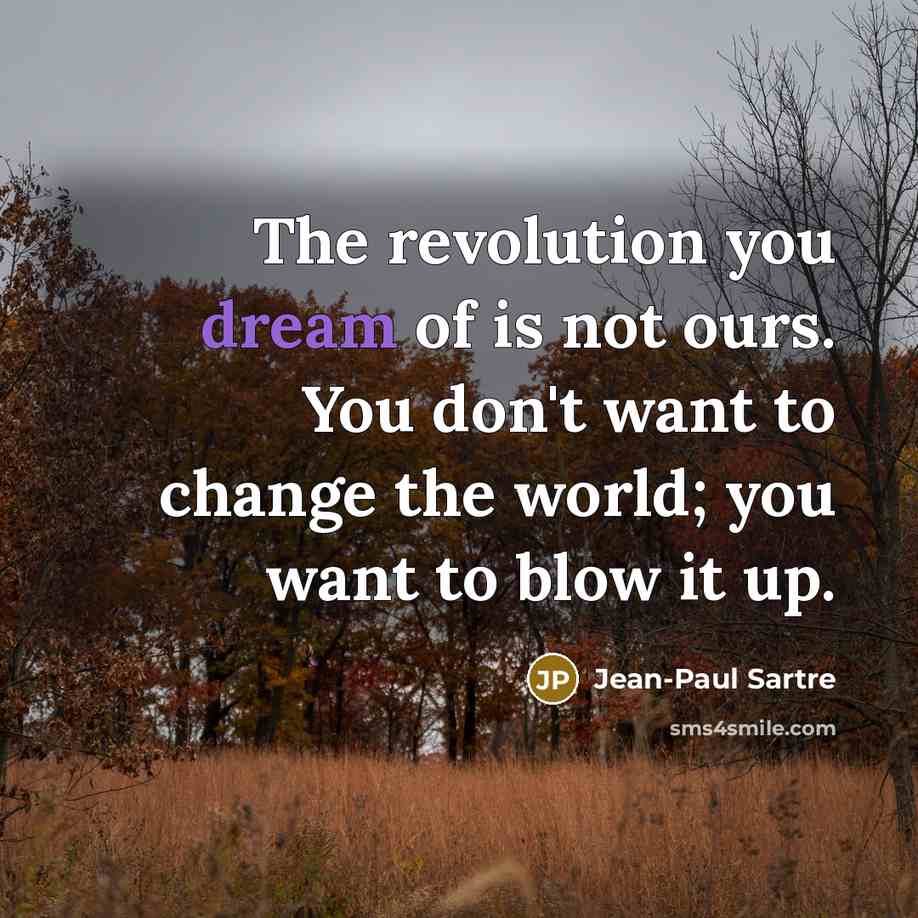“The revolution you dream of is not ours. You don't…” quote by Jean-Paul Sartre
