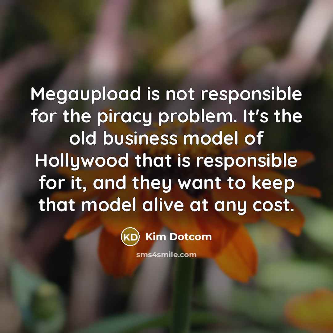 “Megaupload is not responsible for the piracy problem. It's the…” quote by Kim Dotcom