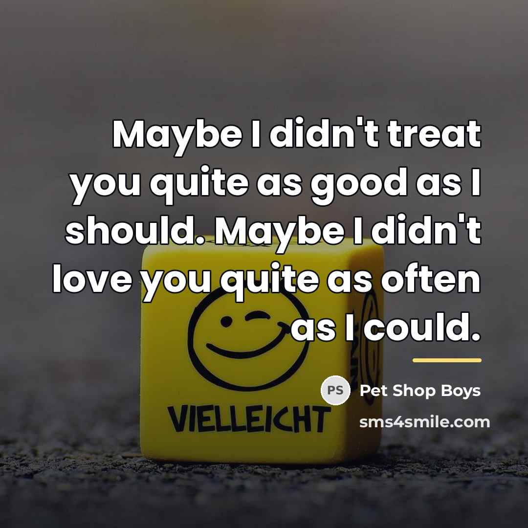 “Maybe I didn't treat you quite as good as I…” quote by Pet Shop Boys