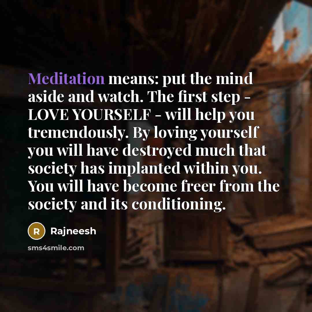 “Meditation means: put the mind aside and watch. The first…” quote by Rajneesh