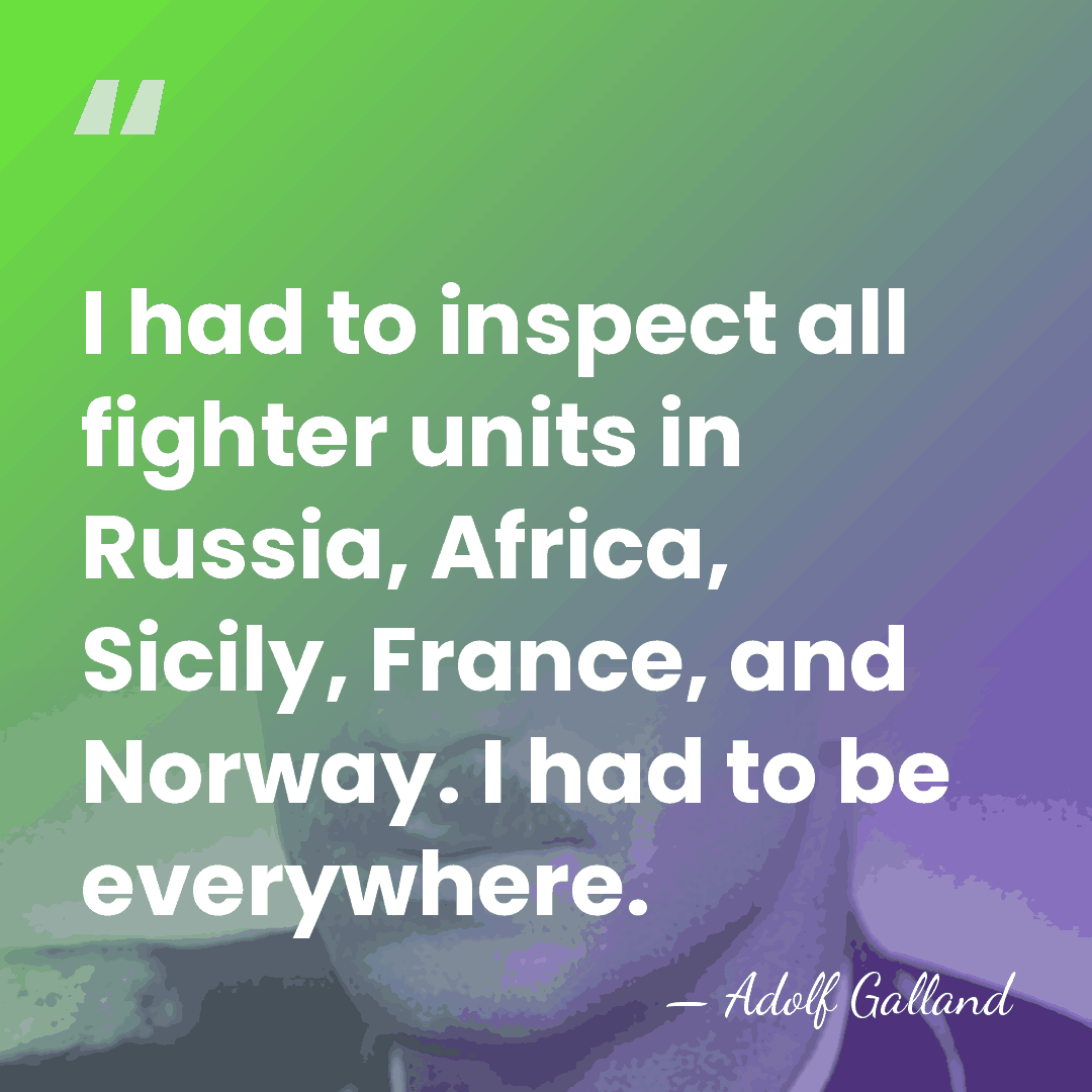 I had to inspect all fighter units in Russia, Africa, Sicily, France,&hellip; - Adolf Galland