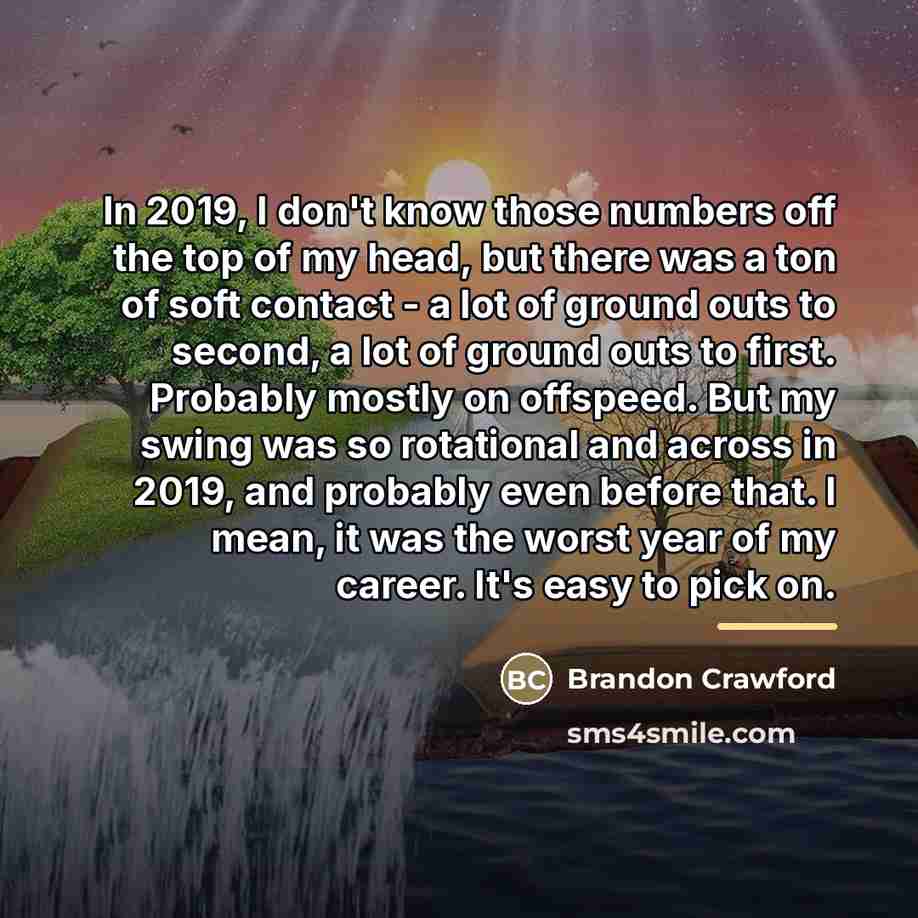 “In 2019, I don't know those numbers off the top…” quote by Brandon Crawford