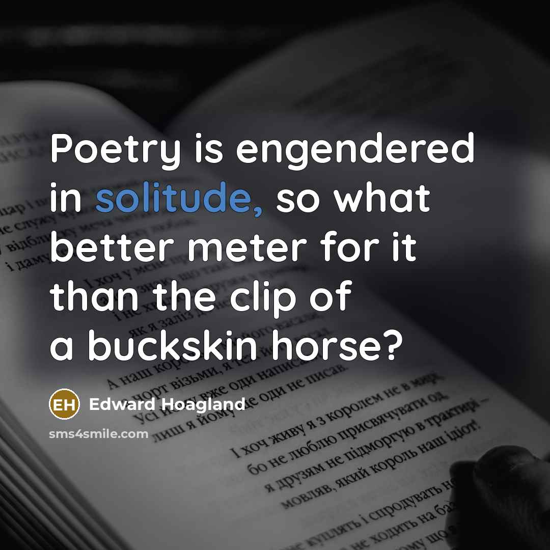 “Poetry is engendered in solitude, so what better meter for…” quote by Edward Hoagland