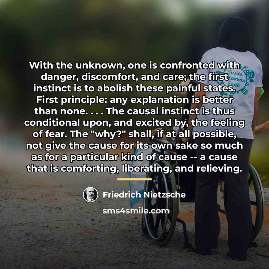 “With the unknown, one is confronted with danger, discomfort, and…” quote by Friedrich Nietzsche