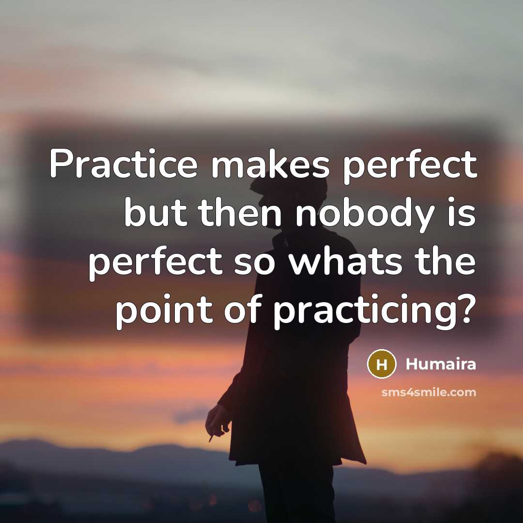 “Practice makes perfect but then nobody is perfect so whats…” quote by Humaira