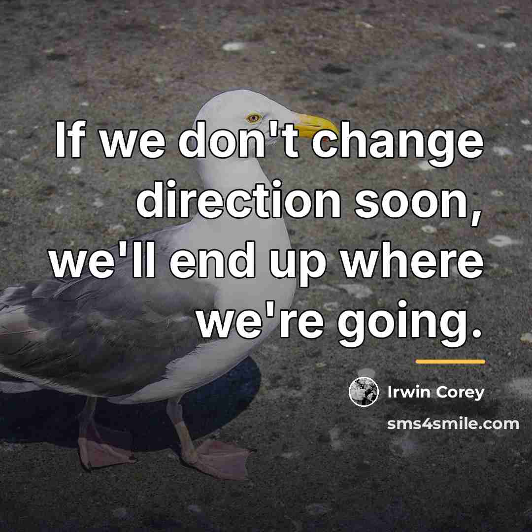 “If we don't change direction soon, we'll end up where…” quote by Irwin Corey