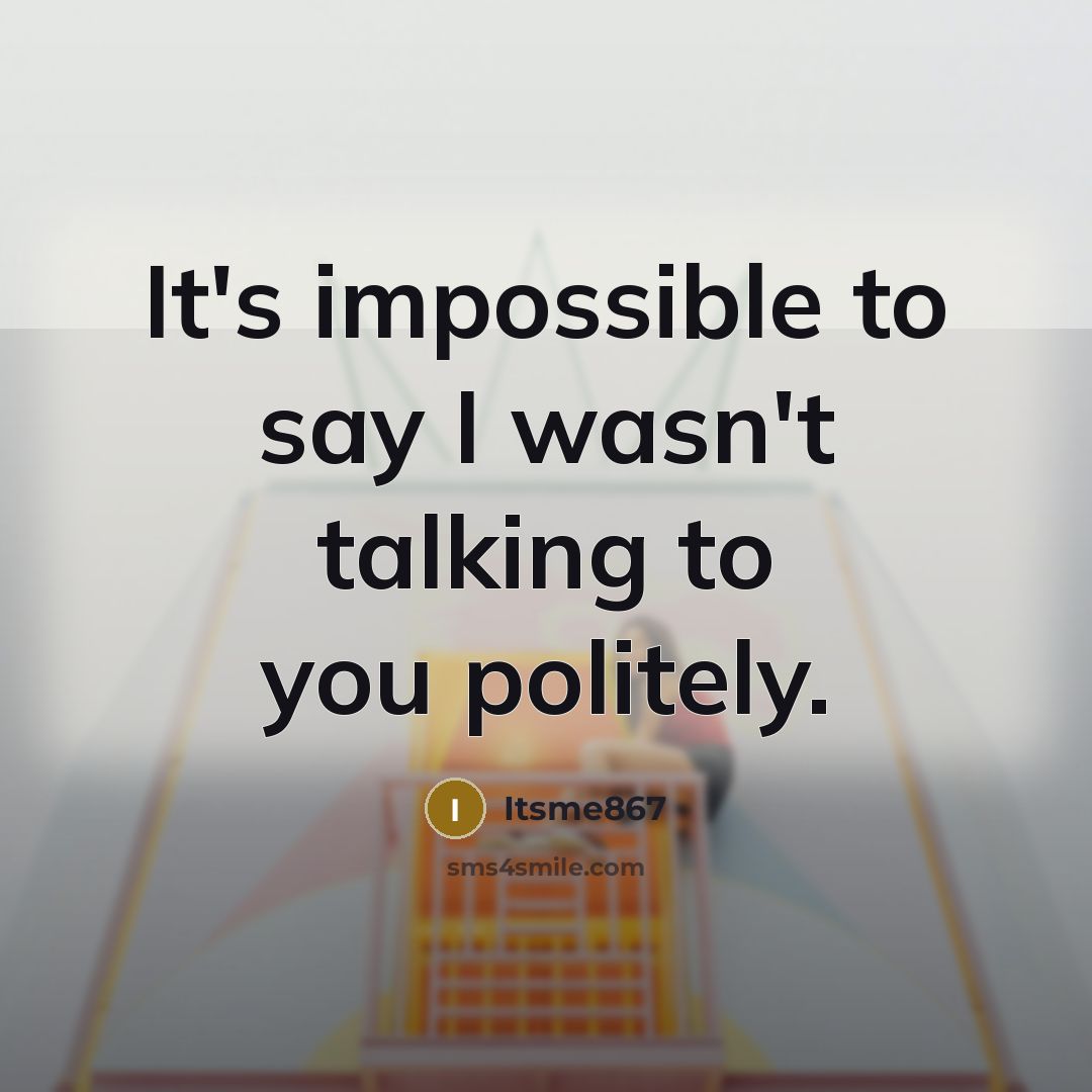 “It`s impossible to say I wasn`t talking to you politely.…” quote by Itsme867