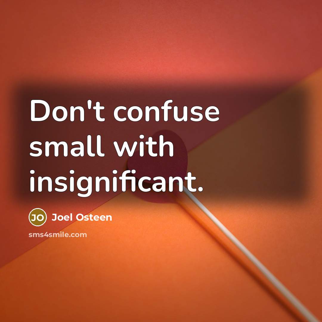 “Don't confuse small with insignificant.…” quote by Joel Osteen