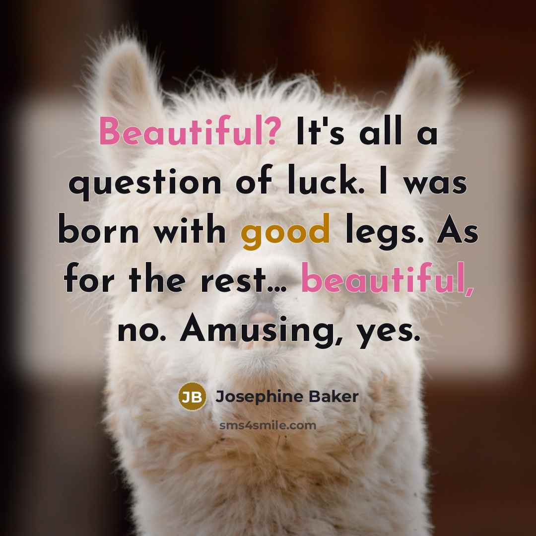 “Beautiful? It's all a question of luck. I was born…” quote by Josephine Baker
