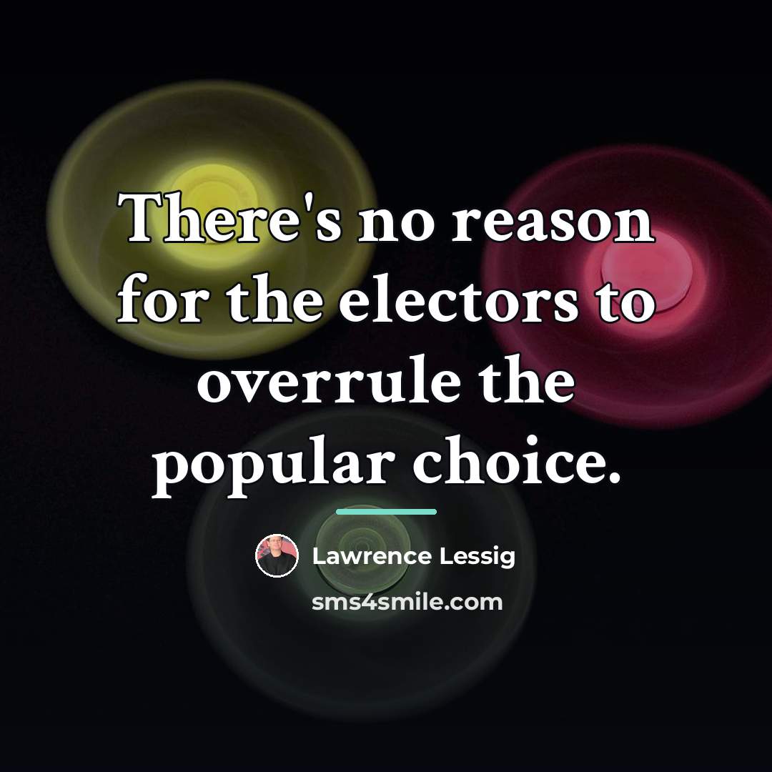 “There's no reason for the electors to overrule the popular…” quote by Lawrence Lessig