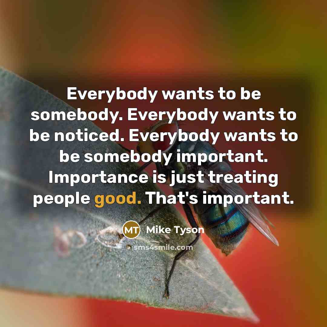 “Everybody wants to be somebody. Everybody wants to be noticed.…” quote by Mike Tyson
