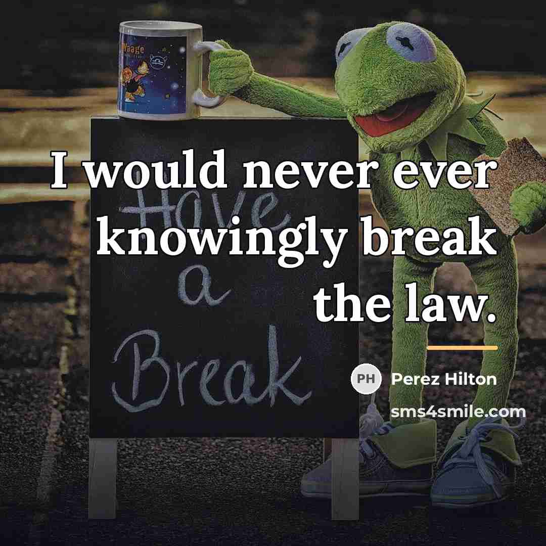 “I would never ever knowingly break the law.…” quote by Perez Hilton