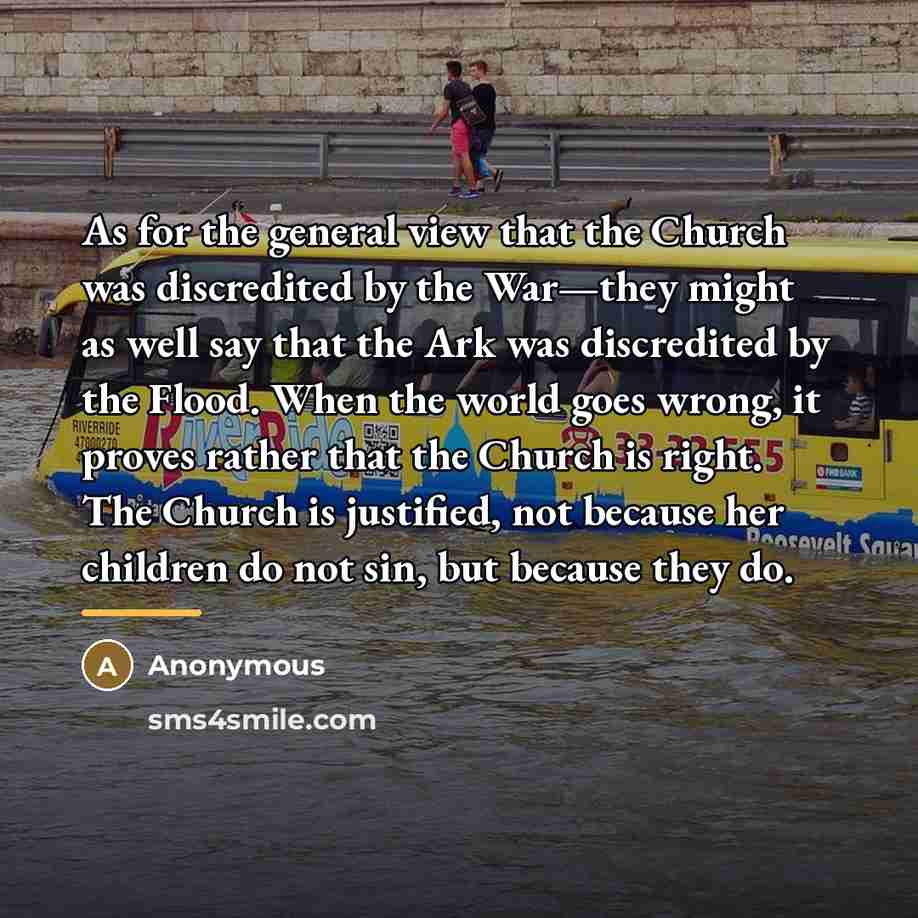 “As for the general view that the Church was discredited…” quote by Anonymous