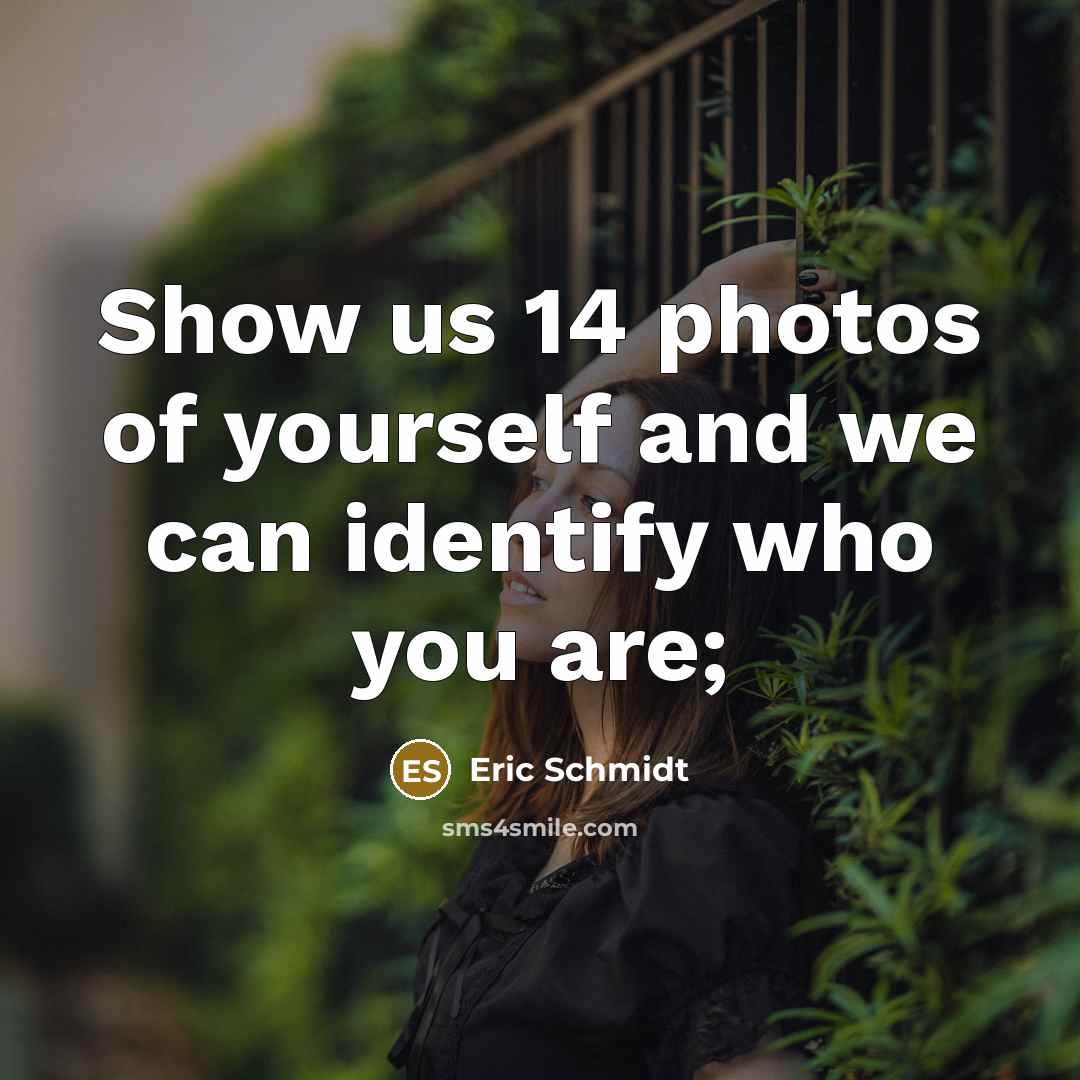 “Show us 14 photos of yourself and we can identify who you are;” quote by Eric Schmidt