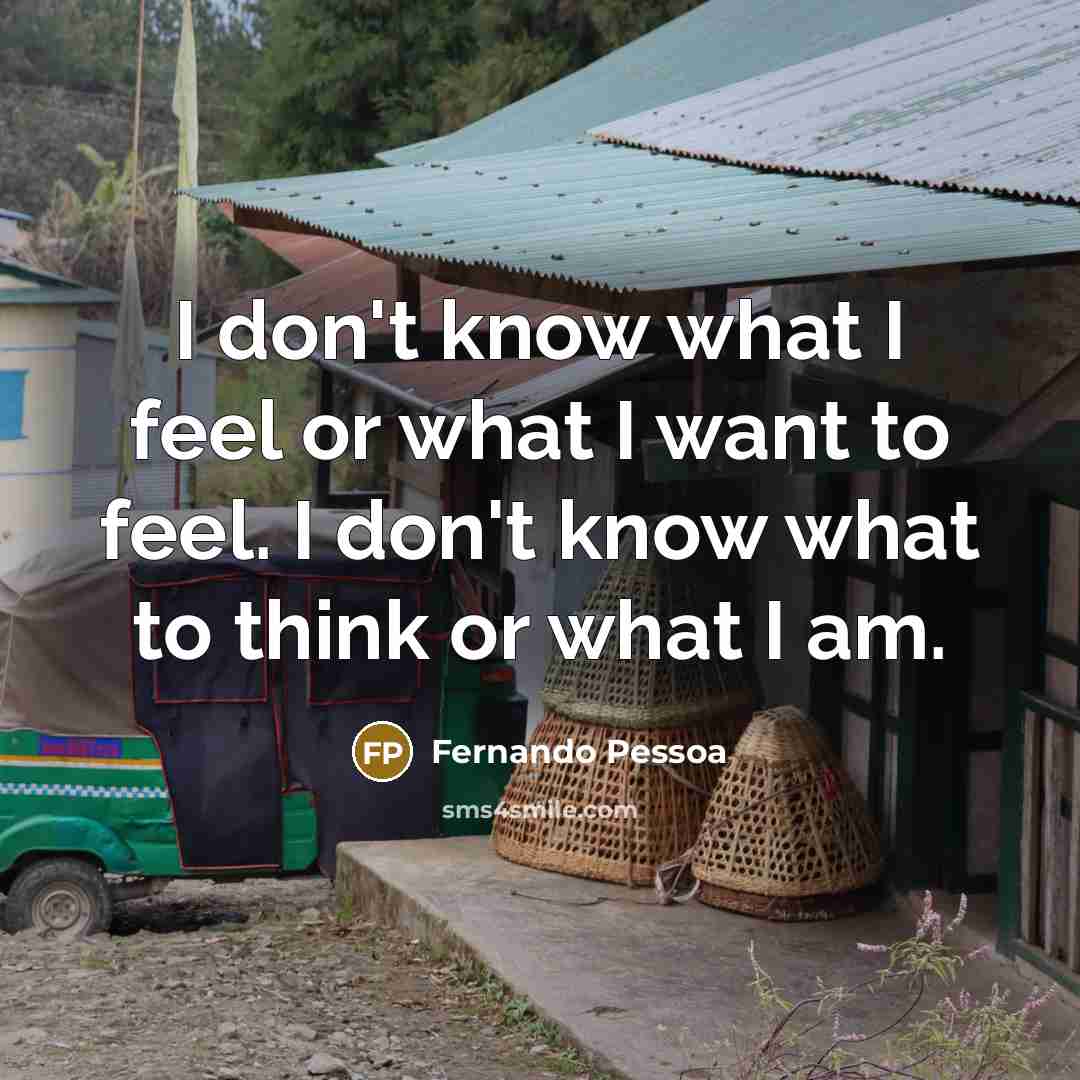 “I don't know what I feel or what I want…” quote by Fernando Pessoa