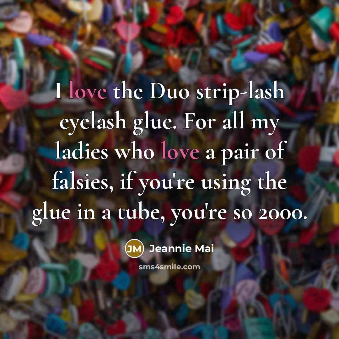 “I love the Duo strip-lash eyelash glue. For all my…” quote by Jeannie Mai