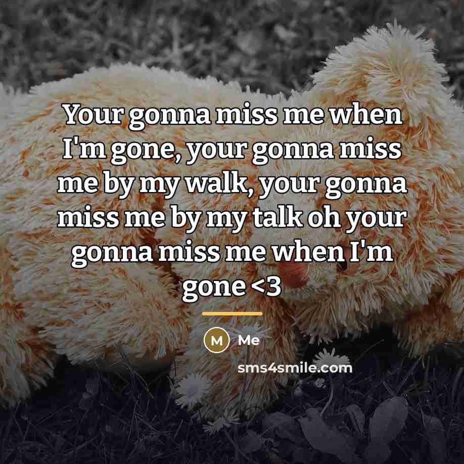 “Your gonna miss me when I'm gone, your gonna miss…” quote by Me