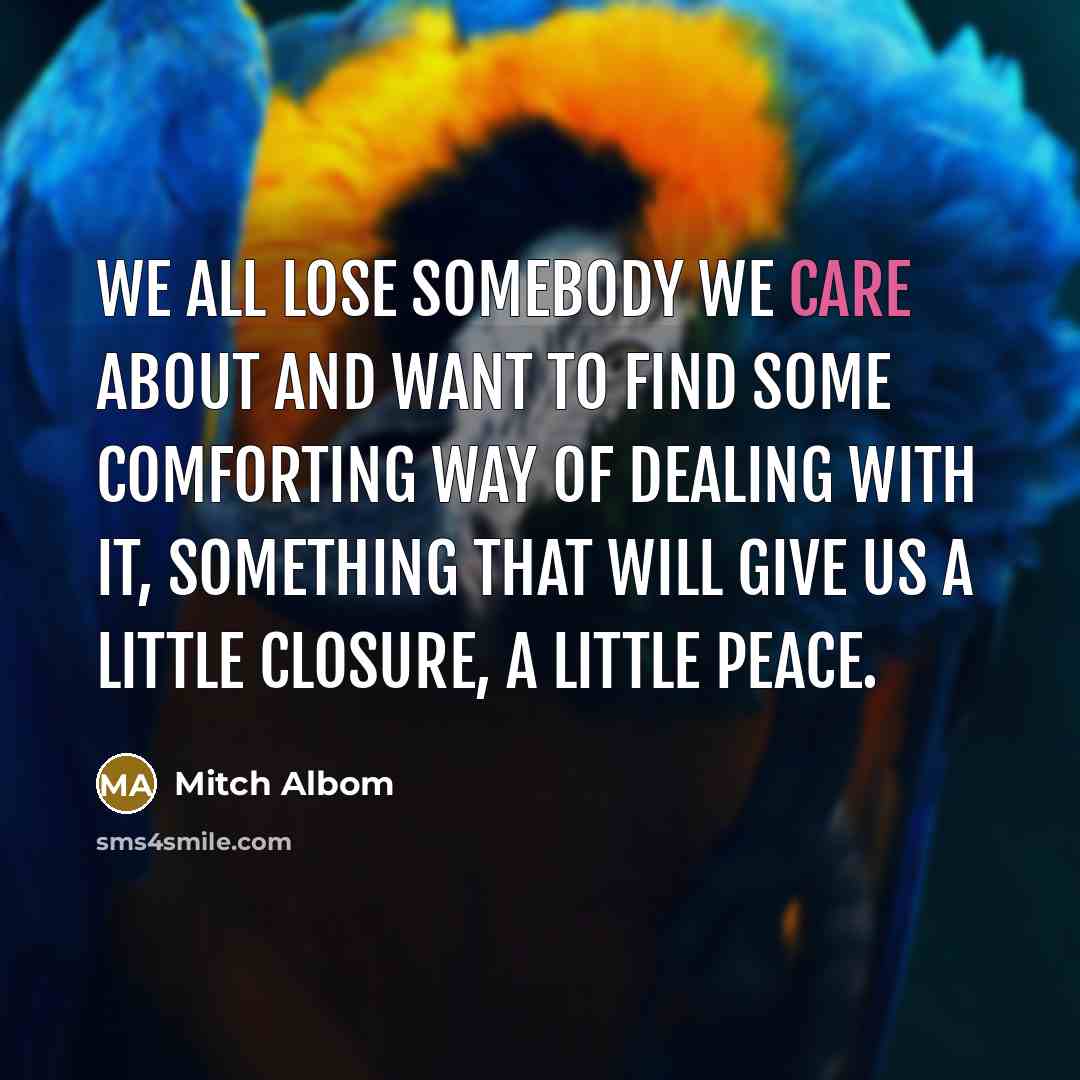 “We all lose somebody we care about and want to…” quote by Mitch Albom