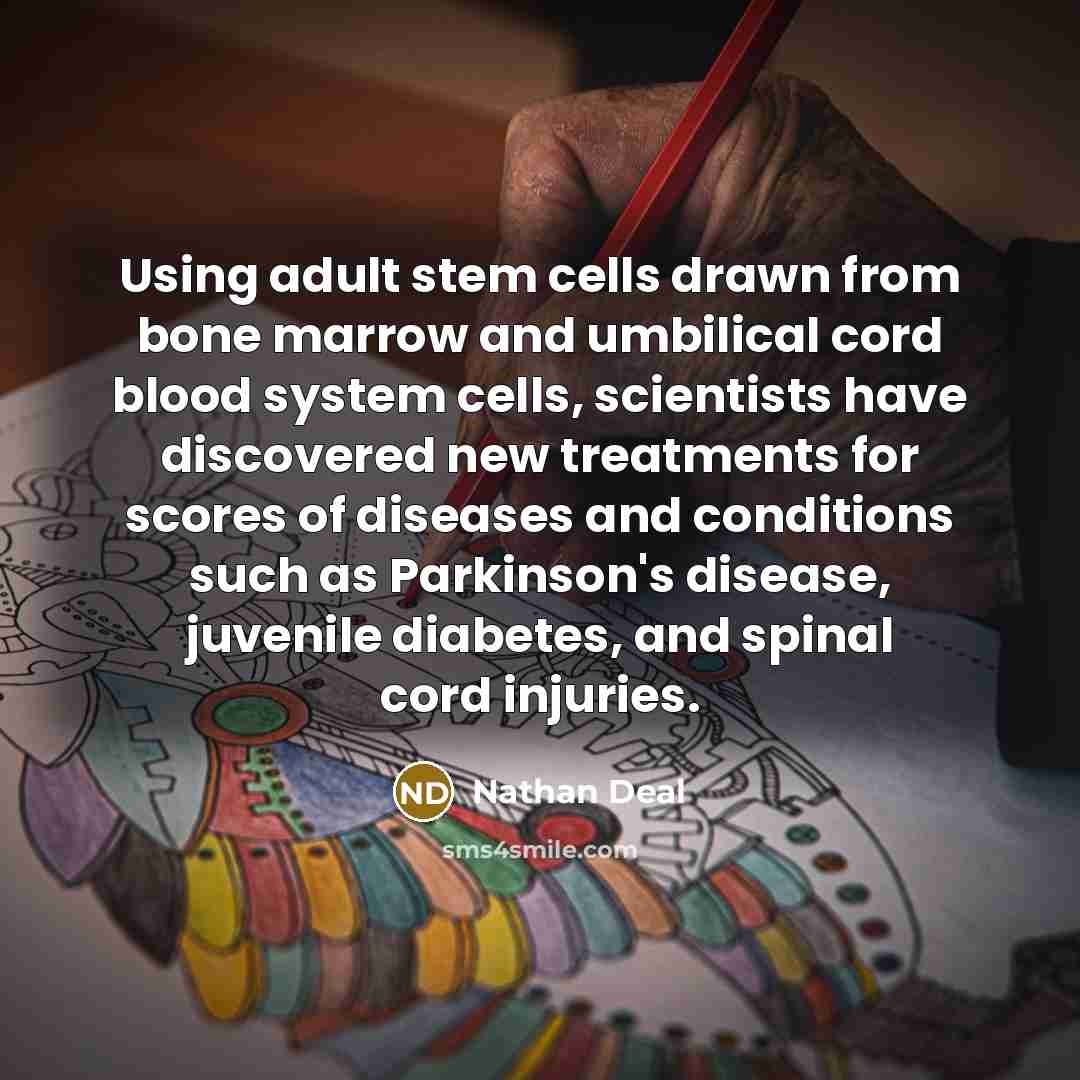 “Using adult stem cells drawn from bone marrow and umbilical…” quote by Nathan Deal