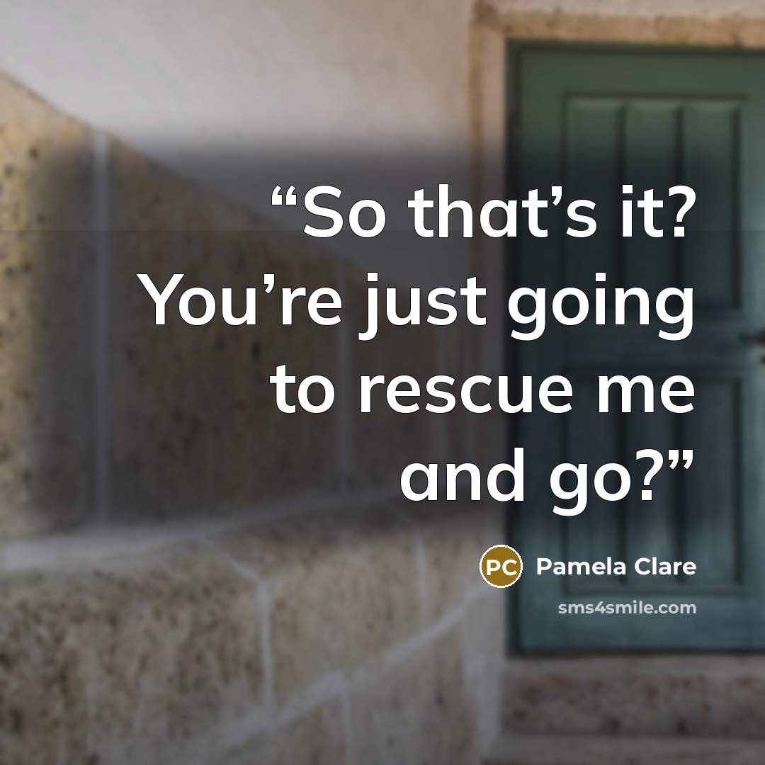 “So that’s it? You’re just going to rescue me and go?” quote by Pamela Clare
