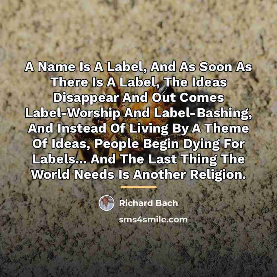 “A Name Is A Label, And As Soon As There…” quote by Richard Bach