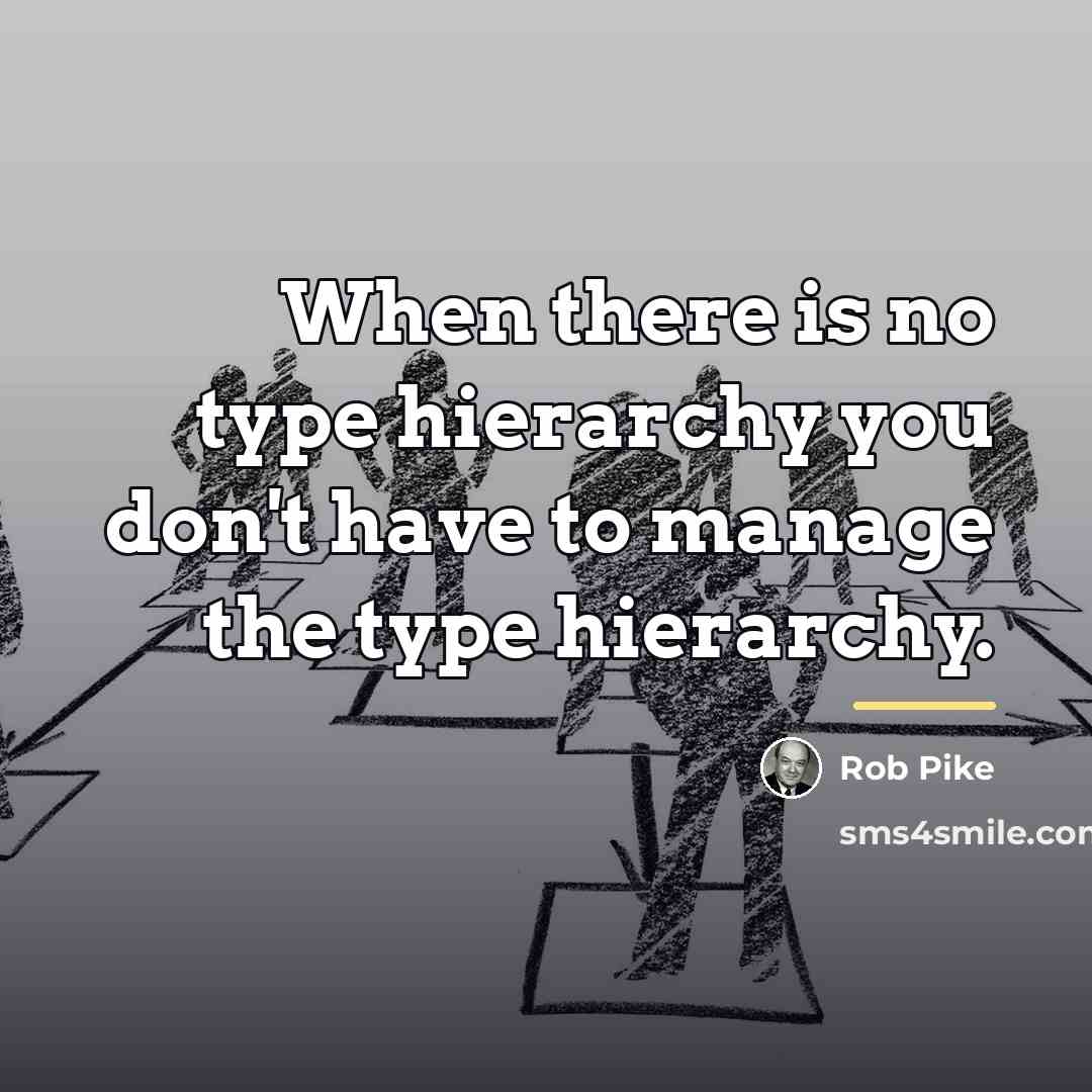 “When there is no type hierarchy you don't have to…” quote by Rob Pike