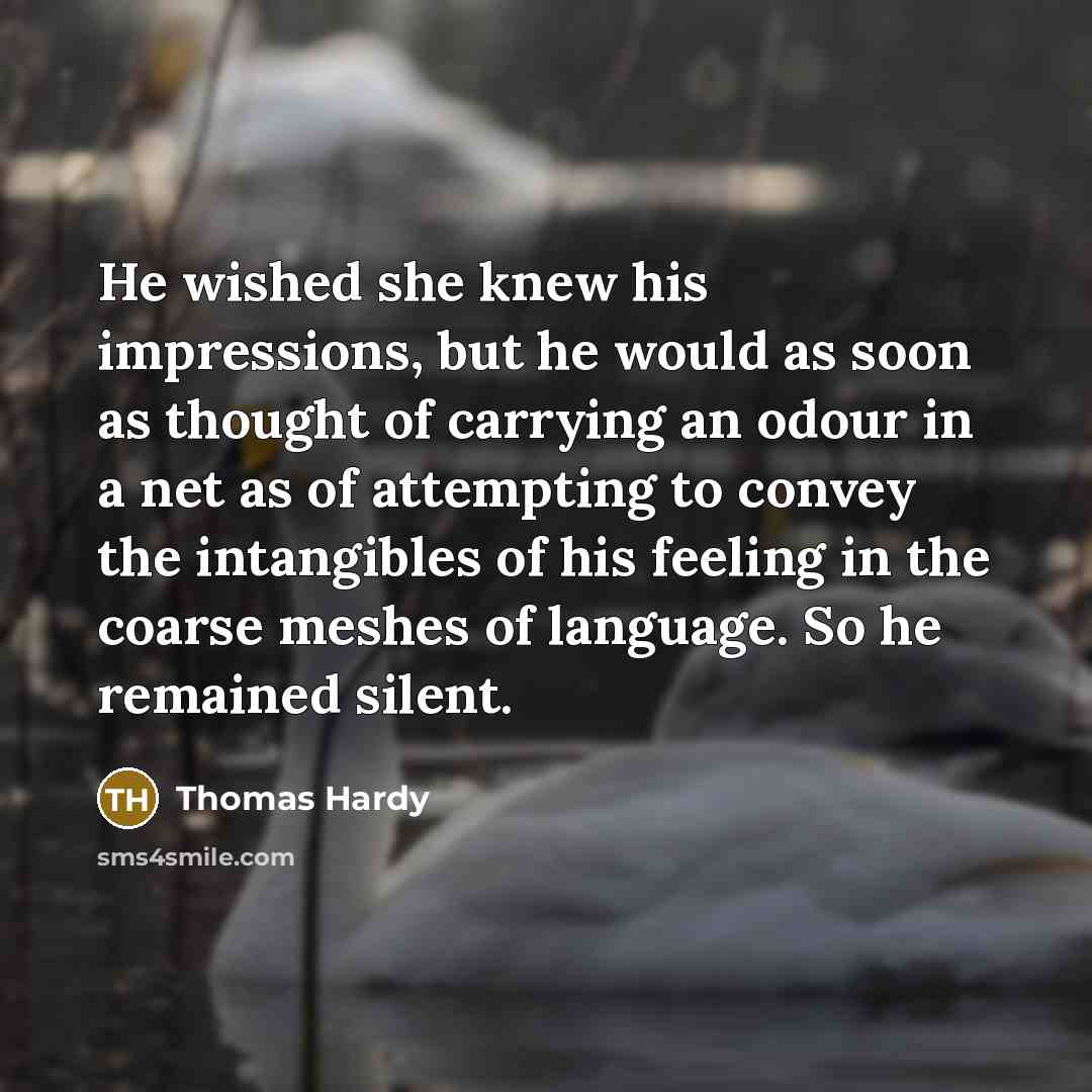 “He wished she knew his impressions, but he would as…” quote by Thomas Hardy