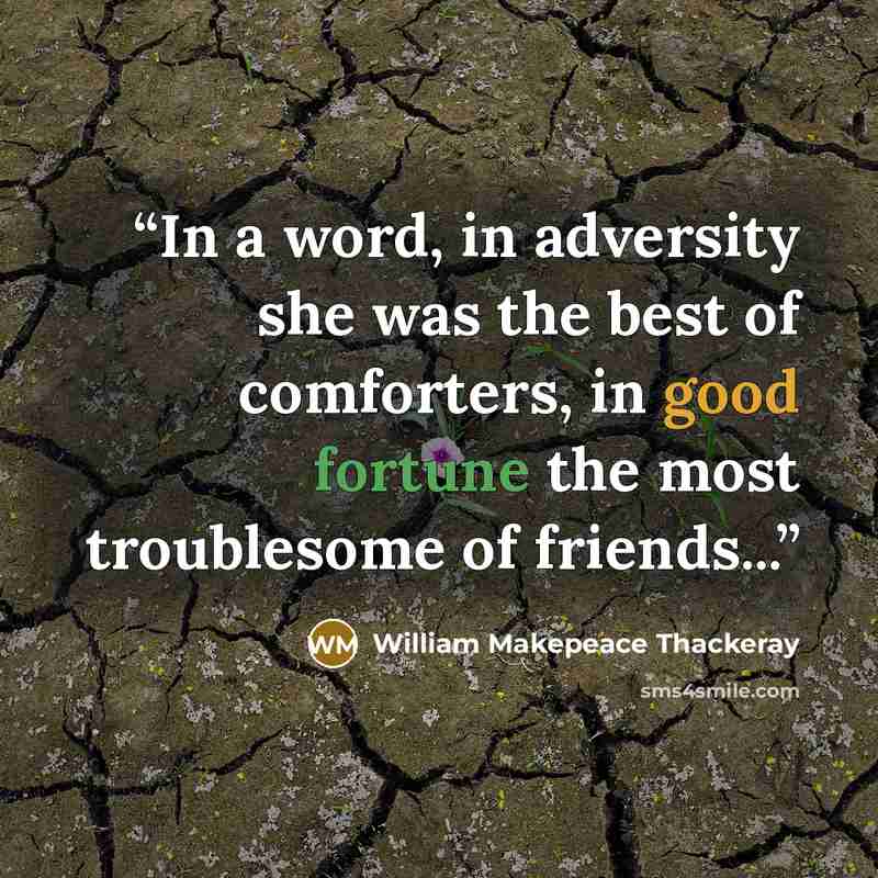 “In a word, in adversity she was the best of comforters, in good fortune the most troublesome of friends...” quote by William Makepeace Thackeray