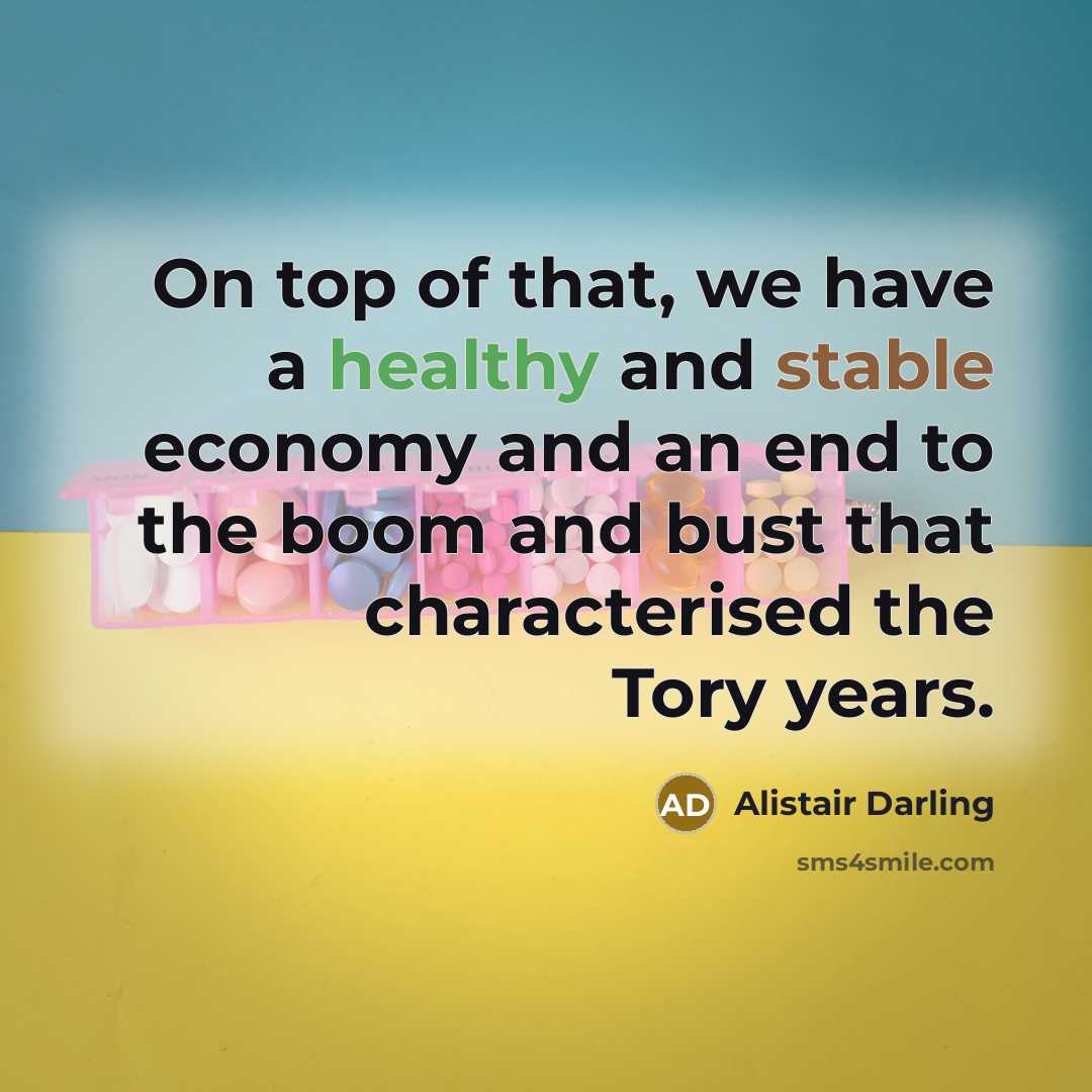 “On top of that, we have a healthy and stable…” quote by Alistair Darling