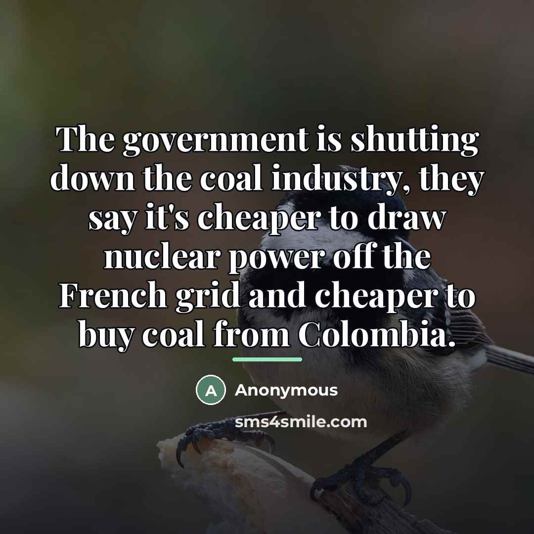 “The government is shutting down the coal industry, they say…” quote by Anonymous