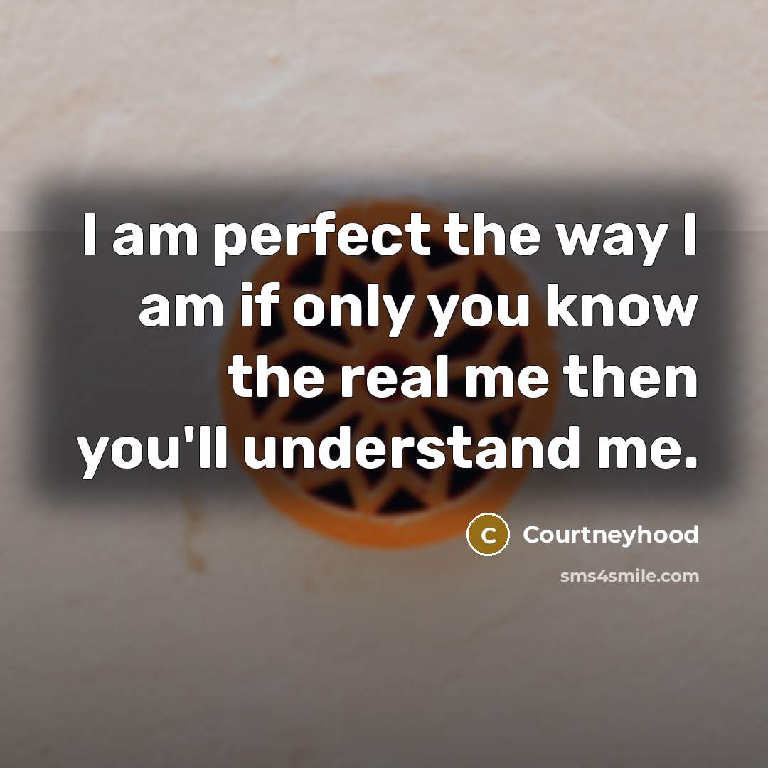 “I am perfect the way I am if only you know the real me then you'll understand me.” quote by Courtneyhood