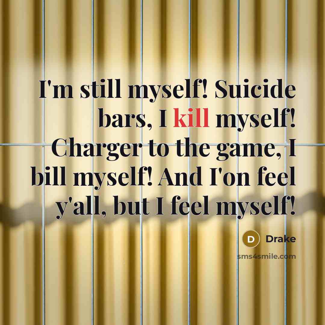 “I'm still myself! Suicide bars, I kill myself! Charger to…” quote by Drake