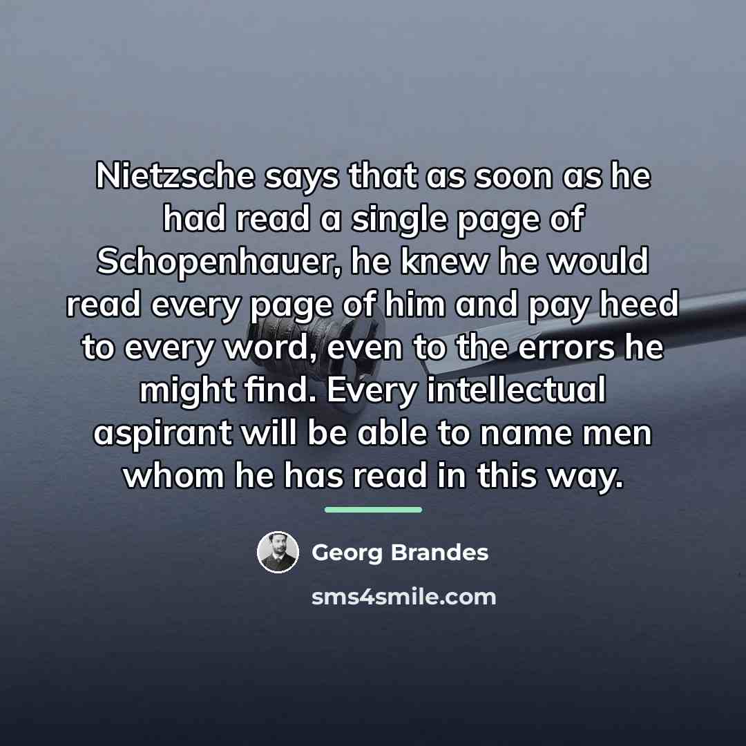 “Nietzsche says that as soon as he had read a…” quote by Georg Brandes