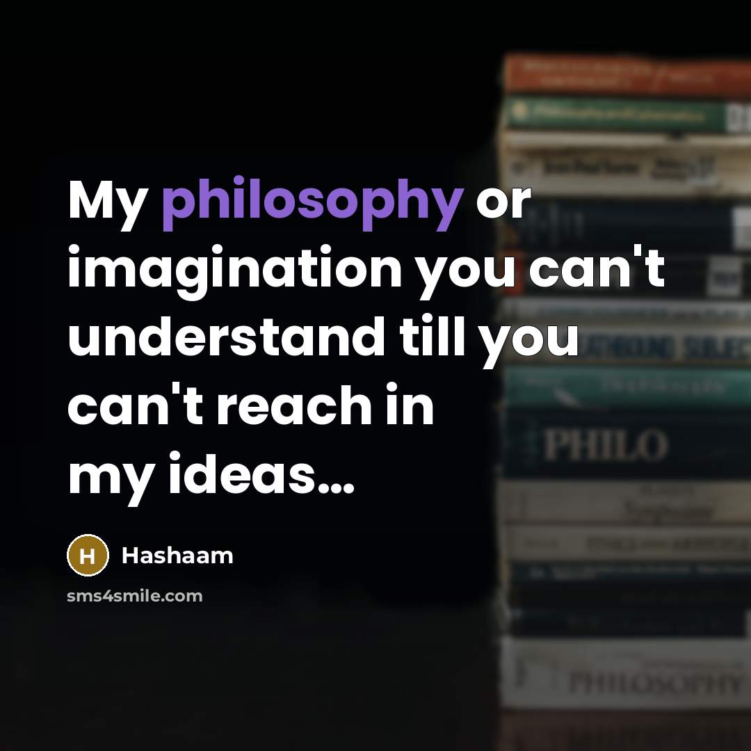“My philosophy or imagination you can't understand till you can't reach in my ideas…” quote by Hashaam