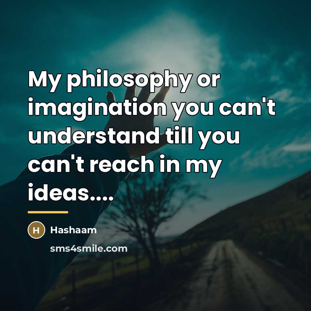 “My philosophy or imagination you can't understand till you can't…” quote by Hashaam