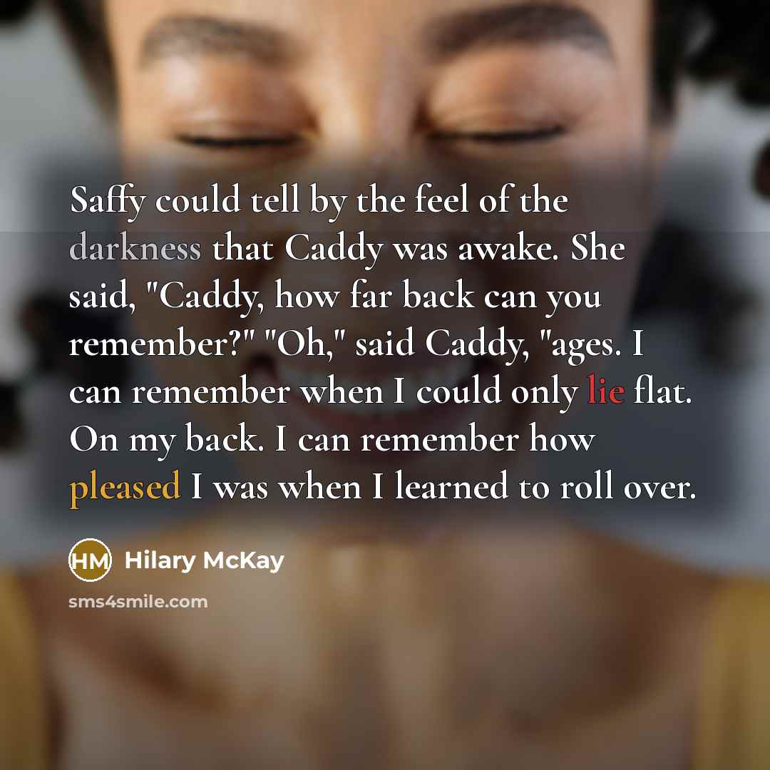 “Saffy could tell by the feel of the darkness that…” quote by Hilary McKay