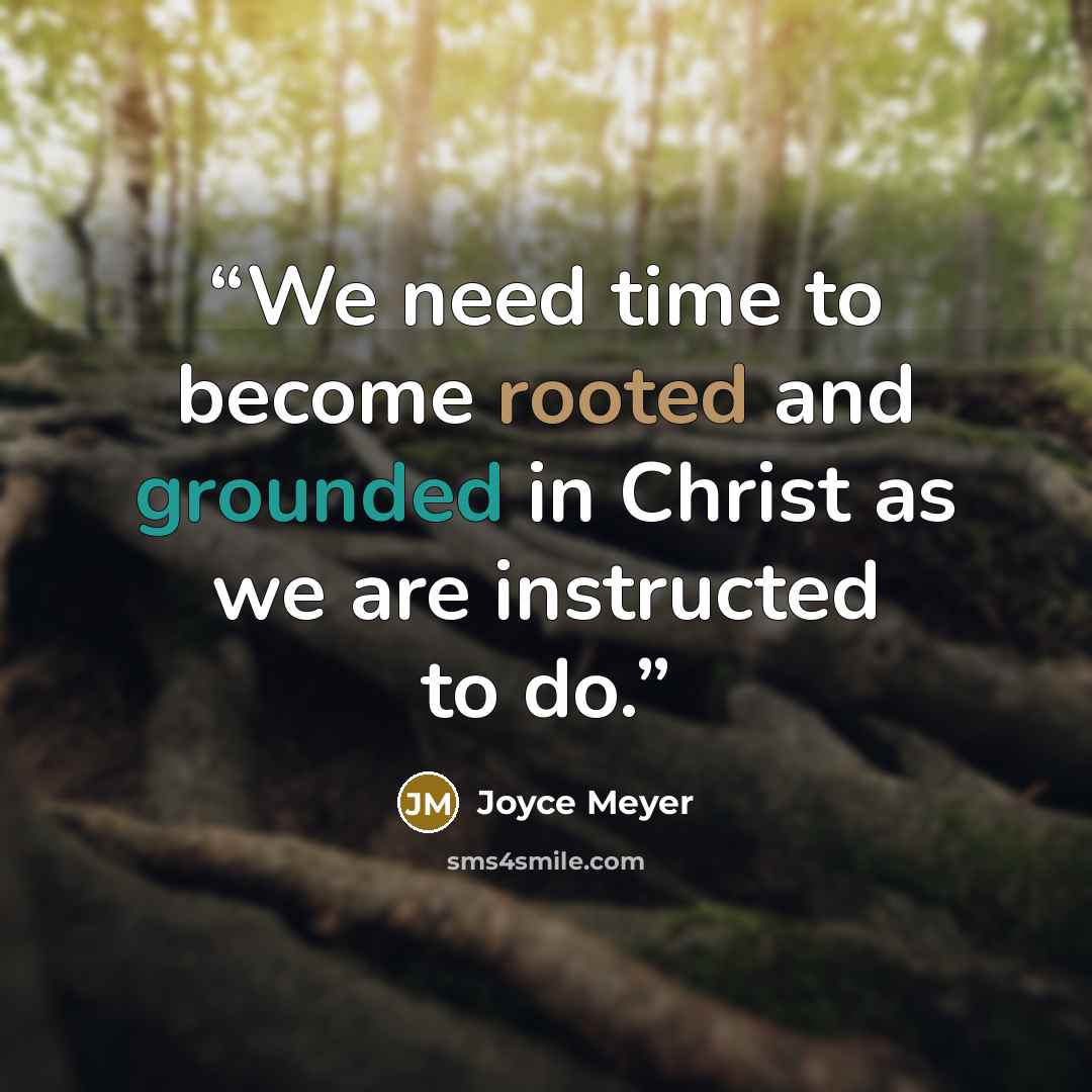 “We need time to become rooted and grounded in Christ as we are instructed to do.” quote by Joyce Meyer