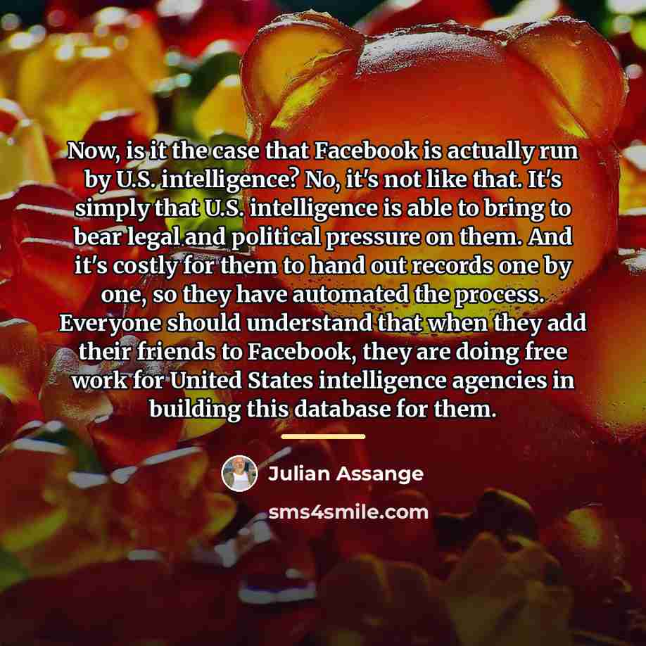 “Now, is it the case that Facebook is actually run…” quote by Julian Assange