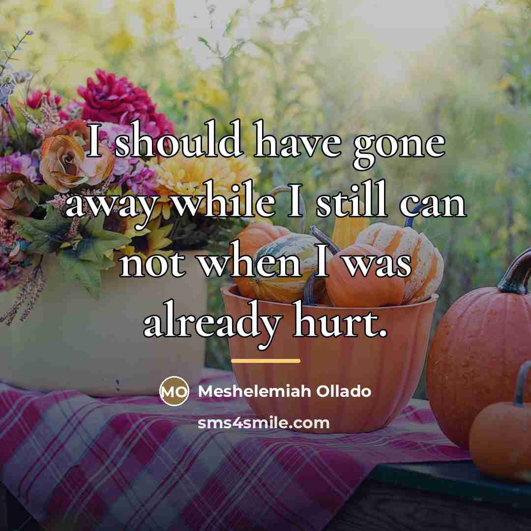 “I should have gone away while I still can not…” quote by Meshelemiah Ollado