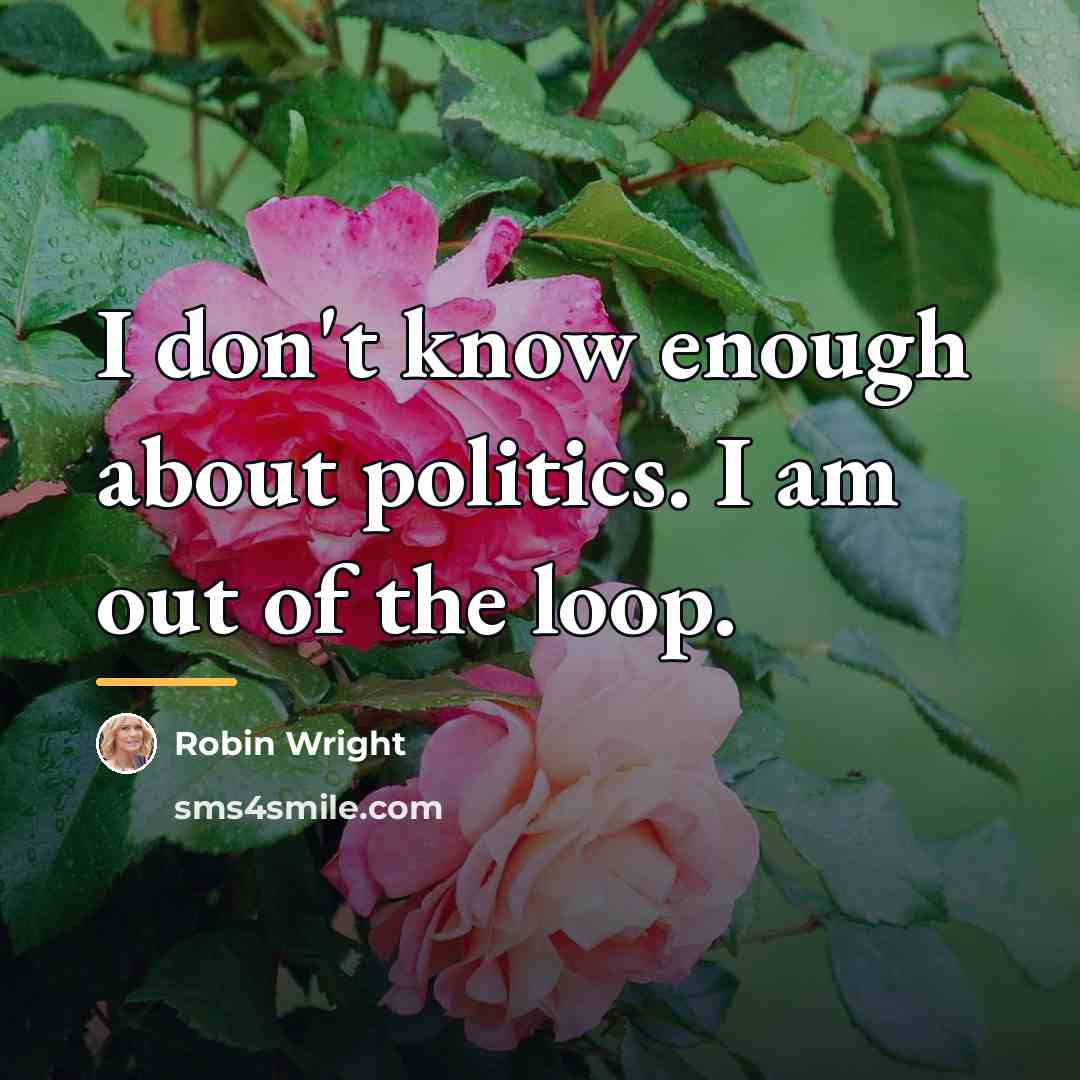 “I don't know enough about politics. I am out of…” quote by Robin Wright
